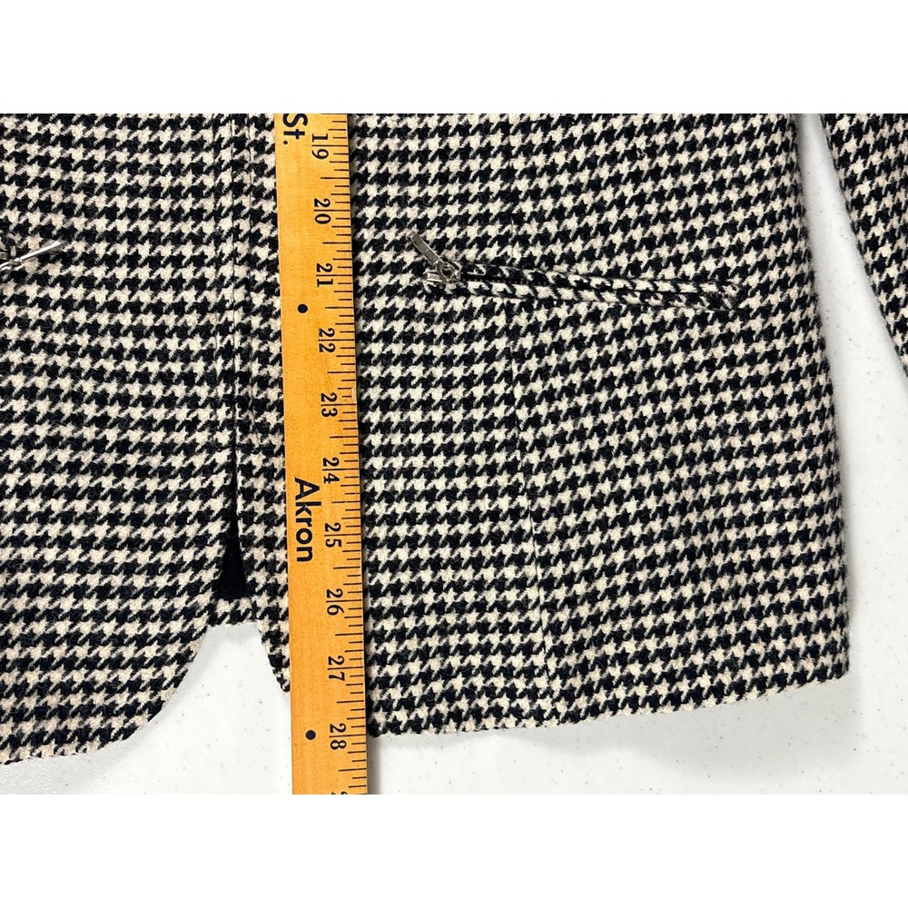 Lauren Ralph Lauren Womens 12 Houndstooth Worsted Wool Tweed Zip Blazer Vintage - Picture 11 of 12